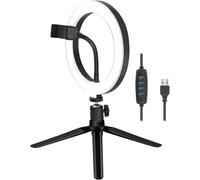 KALANKA-LogiLink Anneau Lumineux pour Smartphone (diamètre 20 cm) avec trépied et contrôleur pour Smartphones de 4 à 7