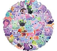 KALANKA-Lot de 100 autocollants de dessin animé arc-en-ciel ciel étoilé pour chat, autocollants esthétiques mignons en vinyle pour bouteille d'eau