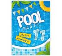 KALANKA-Lot de 12 cartes d'invitation pour 11e anniversaire d'enfant Piscine Natation Garçon Fille Invitations onzième anniversaire