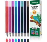 Kalanka-Lot De 16 Recharges Pour Stylos [8 Couleurs, Lot De 16] - Compatible Avec Legami - Facile À Effacer - Pointe Du Stylo 0,7 Mm, Hauteur 13 Cm
