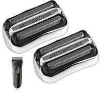 KALANKA-Lot de 2 32S Tete de Rasoir Braun Serie 3, Tête de Rechange pour Rasoir Electrique a Barbe pour Hommes pour Series 3 300S 301S 310S 3020S 3030S 3040S 3080S, Argent
