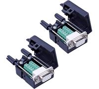 KALANKA-Lot de 2 adaptateurs de terminal DB9 sans soudure mâle et femelle, 9 broches, avec boîtier, long connecteur de broches (2 pièces femelles)
