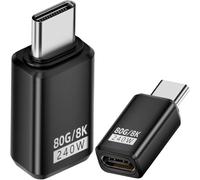 KALANKA-Lot de 2 adaptateurs d'extension USB C 80 Gbit/s, connecteur USB 5.0 de type C mâle vers femelle PD 240 W, charge rapide, 8K @ 60 Hz (droit)