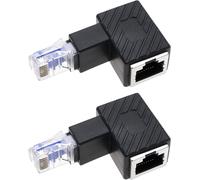 KALANKA-Lot de 2 adaptateurs Ethernet RJ45 à 90 degrés RJ45 mâle vers RJ45 Femelle Adaptateur coudé Compatible avec Les Normes Cat5e/Cat6 câble RJ45 à Angle supérieur