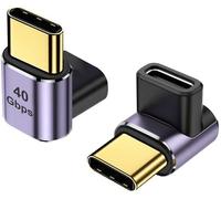 KALANKA-Lot de 2 adaptateurs USB C 90 ° 24 broches 40 Gbps USB 4 type C homme vers femme Adaptateur passeport 100 W Chargeur vidéo 8 K pour Galaxy S21 S20 Pixel 4XL Huawei Jeu Dvices