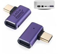 KALANKA-Lot de 2 adaptateurs USB C à 90 degrés 240 W, 40 Gbit/s USB C à angle droit pour téléphone portable, tablette, affichage vidéo 8K, connecteur USB de type C mâle vers femelle