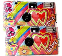 KALANKA-Lot de 2 appareils photo jetables 1A PORST Edition Love Kult, Rainbow avec c?urs, avec flash, piles et film (lot de 2, 27 prises chacune)