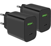 KALANKA-Lot de 2 Chargeurs Rapides USB C, Adaptateur Chargeur USB C 2 Ports 20W pour iPhone 17 16 15 14 13 12 11 Pro Max SE XS XR 8 Plus SE