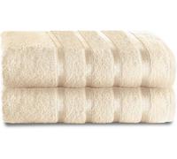 Kalanka-Lot De 2 Draps De Bain De Luxe 100% Coton Filé À L'anneau, Résistantes À La Décoloration, Très Absorbantes, Égyptien, Crème, 80 X 170 Cm