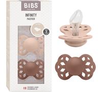 Kalanka-Lot De 2 Sucettes Anatomiques Bibs Infinity, Sans Bisphénol A, Tétine Anatomique En Silicone, Téterelle Anatomique. Silicone, Fabriqué Au Danemark, Taille 2 (6-18 Mois), Blush/Woodchuck
