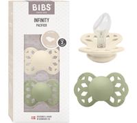 Kalanka-Lot De 2 Sucettes Anatomiques Bibs Infinity, Sans Bisphénol A, Tétine Anatomique En Silicone, Téterelle Anatomique. Silicone, Fabriqué Au Danemark, Taille 2 (6-18 Mois), Ivory/Sage