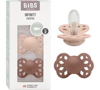 Kalanka-Lot De 2 Sucettes Physiologiques Bibs Infinity, Sans Bisphénol A, Tétine Physiologique En Silicone, Téterelle Symétrique. Silicone, Fabriqué Au Danemark, Taille 2 (6-18 Mois), Blush/Woodchuck