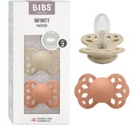 Kalanka-Lot De 2 Sucettes Physiologiques Bibs Infinity, Sans Bisphénol A, Tétine Physiologique En Silicone, Téterelle Symétrique. Silicone, Fabriqué Au Danemark, Taille 2 (6-18 Mois), Vanilla/Peach