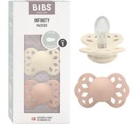 Kalanka-Lot De 2 Sucettes Physiologiques Bibs Infinity, Sans Bisphénol A, Tétine Physiologique En Silicone, Téterelle Symétrique. Silicone, Fabriqué Au Danemark, Taille 1 (0-6 Mois), Ivory/Blush
