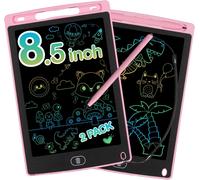 KALANKA-Lot de 2 tableaux magiques LCD pour enfants de 8,5 pouces - Tableau magique à partir de 2 3 4 5 6 ans - Garçon et fille - Écran coloré - Tablette d'écriture et de dessin répétée - Rose