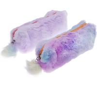KALANKA-Lot de 2 trousses à crayons en peluche arc-en-ciel ¿ Trousse de rangement colorée de grande capacité pour garçons et filles avec dégradé de couleur