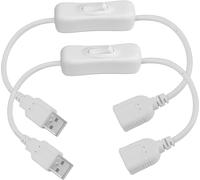 KALANKA-Lot de 2 variateurs d'intensité USB mâle et femelle (blanc), avec interrupteur marche/arrêt, fil 22 AWG, pour PC, TV, voiture, ventilateur USB, bandes LED 5 V