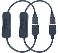 KALANKA-Lot de 2 variateurs d'intensité USB mâle et femelle (noir), avec interrupteur marche/arrêt, fil 22 AWG, pour PC, TV, voiture, ventilateur USB, bandes LED 5 V