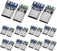 KALANKA-Lot de 20 connecteurs USB 3.1 de type C à 24 broches mâles et femelles pour fil à souder et câble 24P PCB Board Module