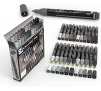 Kalanka-Lot De 22 Marqueurs De Peinture Acrylique Pro Color Series Stylos De Peinture Gris 3 Mm Pointe Moyenne Pour Peinture Rupestre, Verre, Bois, Métal, Verre, Toile. Non Toxique, Séchage Rapide