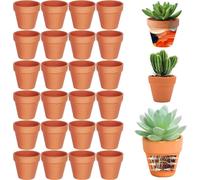 Kalanka-Lot De 24 Pots En Terre Cuite De 4 X 4.8 Cm, Petits Pots En Argile Avec Trou De Drainage, Mini Pot En Terre Cuite, Pot Terre Cuite Réutilisable Pour Chambre Bureau