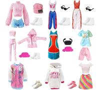 KALANKA-Lot de 24 vêtements et Accessoires compatibles avec Barbie, Comprend 1 survêtement, 3 Ensembles à Manches Courtes, 1 débardeur, 10 Chaussures, 8 Accessoires de Style aléatoire pour 30cm poupé