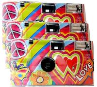 KALANKA-Lot de 3 appareils photo jetables 1A PORST Edition Love Kult, Rainbow avec c?urs, avec flash, piles et film (lot de 3, 27 prises chacune)