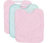 Kalanka- Lot De 3 Bavoirs Imperméables, 33x36 Cm 90% Coton - 10% Polyester - Bavoirs Pour Bébés De Plus D'un An - Fermeture Élastique - Doublure Vinyle - Couleur Unie (Rose Et Vert) - 320gr/M²