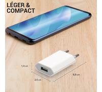 Kalanka-Lot De 3 Chargeurs Usb A 5v - 1a, Prise Chargeur Secteur Universel Usb Pour Iphone, Ipad, Smartphone Android, Smartwatch, Tablette, Écouteurs, Blanc