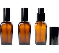 Kalanka-Lot De 3 Flacons À Pompe Carrés En Verre Ambré De 10 Ml Avec Tête De Pompe Noire Et Bouchon Pour Émulsion D'huiles Essentielles Liquides, Ambre, 30ml/1oz