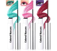 Kalanka-Lot De 3 Mascaras Ultra Fins Imperméables Pour Cils Courts - En Fibre De Soie - Vert Rose Bordeaux - Extra Longs - Haute Pigmentation - Volume Charmant - Pour Fête