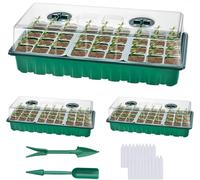 KALANKA-Lot de 3 mini serres de serre à 108 cellules, avec couvercle pour germes de plantes, bac de culture avec couvercle et ventilation pour plantes d'intérieur