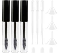 Kalanka-Lot De 3 Tubes De Mascara Vides De 10 Ml Avec Baguette À Cils Pour Huile De Croissance Des Cils, Conteneurs Rechargeables Portables Avec Inserts En Caoutchouc Et Entonnoirs Pour Mascara