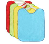 Kalanka- Lot De 4 Bavoirs Éponges Imperméables 33x36 Cm 90% Coton 10% Polyester - Bavoirs Bébés De Plus De 1 An - Fermeture Élastique - Doublure Vinyle - Motif Et Couleur Unie - 320gr/M²