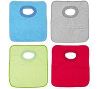 Kalanka-, Lot De 4 Bavoirs Imperméables, 32x36 Cm 90% Coton - 10% Polyester - Bavoirs Pour Bébés De Plus D'un An - Fermeture Élastique - Doublure Vinyle - Couleur Unie (Rouge, Orange, Bleu) - 320gr