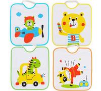 Kalanka- Lot De 4 Bavoirs Imprimééponge Imperméable, 33x36 Cm 90% Coton, 10% Polyester - Bavoirs Pour Bébés De Plus De 1 An - Fermeture Élastique - Doublure Vinyle - Animaux - 320gr/M²