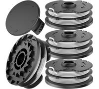KALANKA-Lot de 4 Bobines de Rechange et Couvre-bobines, Fil de Canette Compatible avec Parkside LIDL Batterie PRTA 20-Li C3 A1B2 PRT 550 A1 A3 PRT 300 A1 Pièces détachées Déligneuse
