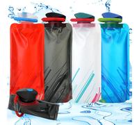 Kalanka-Lot De 4 Bouteilles D'eau Pliables, 600 Ml, Grande Capacité, Réutilisables, Avec Clip Pour Randonnée, Course À Pied, Vélo, Sport