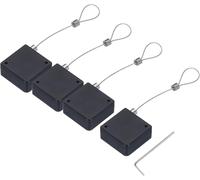 Kalanka-Lot De 4 Câbles Antivol Rétractables Avec Adhésif Double Face Pour Tv, Dvd, Salle D'exposition, Télécommande, 600 G, Noir