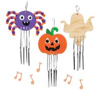 KALANKA-Lot de 4 Carillons en Bois pour Halloween, coloris assortis