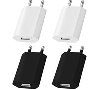 KALANKA-Lot de 4 chargeurs USB, prise USB 5 V 1 A, tête prise 5 V 1 A, adaptateur mural universel pour charge rapide, charge de la tête d'alimentation mobile compatible avec Samsung, iPhone, tablette