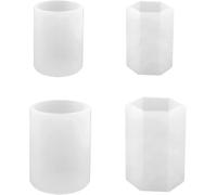 KALANKA-Lot de 4 moules cylindriques hexagonaux en silicone, moules à bougies pilier en résine époxy pour la fabrication de bougies d'aromathérapie époxy, savons, fleurs, spécimens d'argile