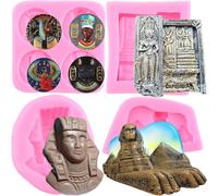 Kalanka-Lot De 4 Moules En Silicone Inspirés Des Pièces De Monnaie D'égypte Antique En Forme De Pharaon Et De Momie Pour Fondant En Forme De Sphinx D'égypte Pour Décoration De Gâteau-Kalanka