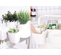 KALANKA-Lot de 4 porte-gobelets à suspendre, panier de rangement à roulettes, accessoires de chariot à roulettes, 11,9 x 10,2 cm, pots à crayons suspendus, pots à plantes,pot à maquillage (gris)