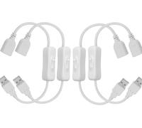 KALANKA-Lot de 4 variateurs d'intensité USB mâle et femelle (blanc), avec interrupteur marche/arrêt, fil 22 AWG, pour PC, TV, voiture, ventilateur USB, bandes LED 5 V