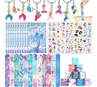 KALANKA-Lot de 42 Cadeaux de fête thème Sirènes pour garçons et filles, avec bracelets Slap, autocollants, porte-clés, sachets cadeaux, pour pochettes surprises, piñata, fête d`Halloween, de Noël