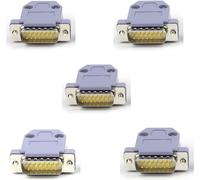 KALANKA-Lot de 5 adaptateurs de connecteurs à souder DB9 RS232 - Connecteur série à souder plaqué or - Coupleur combiné D-Sub miniature à 15 broches avec couvercle en plastique - Connecteur DB15