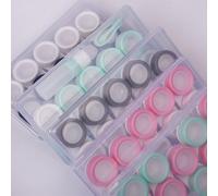 Kalanka-Lot De 5 ¿¿Tuis Pour Lentilles De Contact, Porte-Lentilles De Contact, Mini ¿¿Tui Portable Avec Bouchons L Et R, Flacon De Solution, Embout En Caoutchouc, Vert Et Blanc