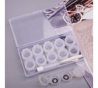 Kalanka-Lot De 5 ¿¿Tuis Pour Lentilles De Contact, Porte-Lentilles De Contact, Mini ¿¿Tui Portable Avec Bouchons L Et R, Flacon De Solution, Embout En Caoutchouc, Transparent