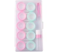 Kalanka-Lot De 5 ¿¿Tuis Pour Lentilles De Contact, Porte-Lentilles De Contact, Mini ¿¿Tui Portable Avec Bouchons L Et R, Flacon De Solution, Embout En Caoutchouc, Rose Et Vert.